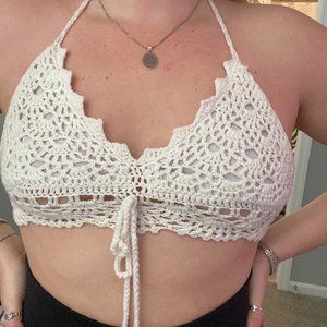 White Knit Bralette Top